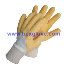 Желтая латексная хлопчатобумажная перчатка